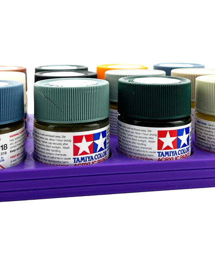 Tamiya 23ml Paint Bottle Holder - Holds 12 Tamiya 23ml Bottles with Anti-Slip Rubber Feet - 3D Printed
