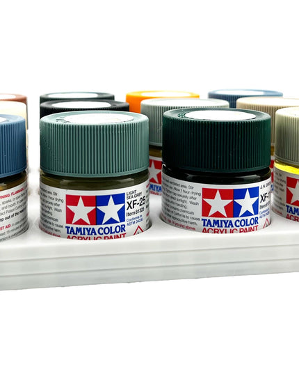 Tamiya 23ml Paint Bottle Holder - Holds 12 Tamiya 23ml Bottles with Anti-Slip Rubber Feet - 3D Printed
