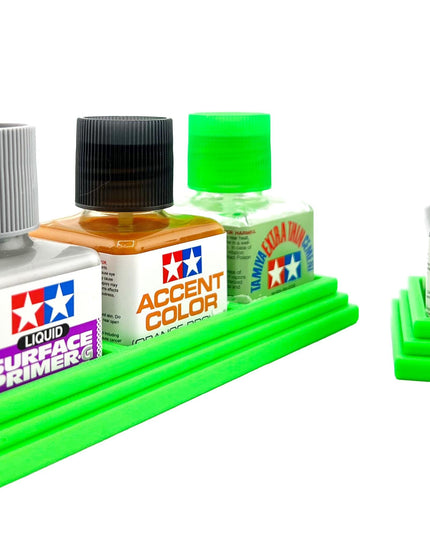 Anti-Tip 3D Printed Tamiya Glue Bottle Holder Dual Square & Hex Style + Single Square 1 Each w/Rubber Feet Tamiya 87038 87012