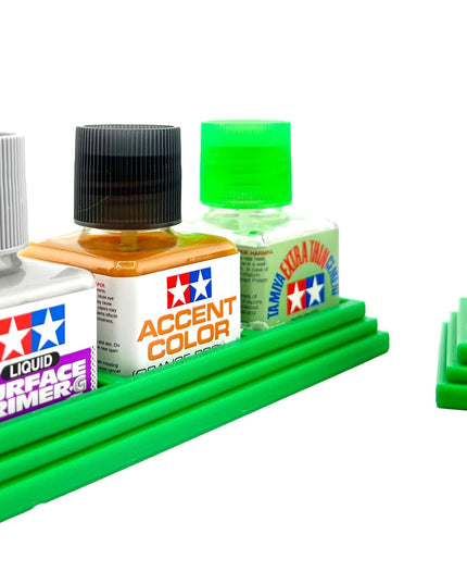 Anti-Tip 3D Printed Tamiya Glue Bottle Holder Dual Square & Hex Style + Single Square 1 Each w/Rubber Feet Tamiya 87038 87012
