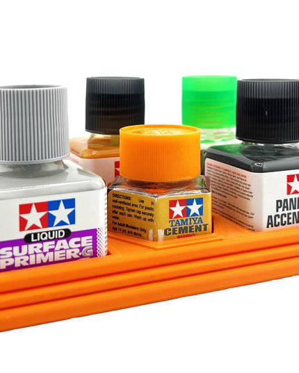 Anti-Tip 3D Printed Tamiya Glue Bottle Holder 5 Square & Hex with Rubber Feet Tamiya 87038 87012