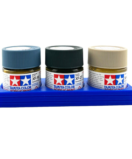 Tamiya 23ml Paint Bottle Holder - Holds 3 Tamiya 23ml Bottles with Anti-Slip Rubber Feet - 3d Printed