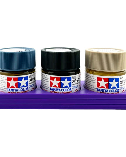 Tamiya 23ml Paint Bottle Holder - Holds 3 Tamiya 23ml Bottles with Anti-Slip Rubber Feet - 3d Printed