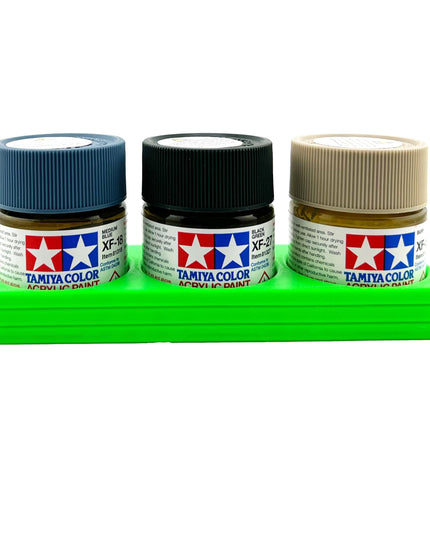 Tamiya 23ml Paint Bottle Holder - Holds 3 Tamiya 23ml Bottles with Anti-Slip Rubber Feet - 3d Printed