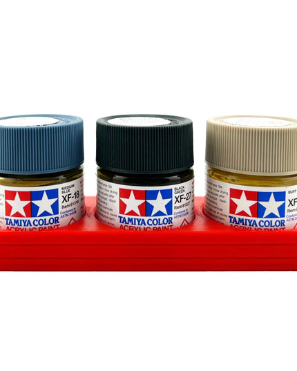 Tamiya 23ml Paint Bottle Holder - Holds 3 Tamiya 23ml Bottles with Anti-Slip Rubber Feet - 3d Printed