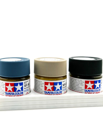 Tamiya 23ml Paint Bottle Holder - Holds 3 Tamiya 23ml Bottles with Anti-Slip Rubber Feet - 3d Printed