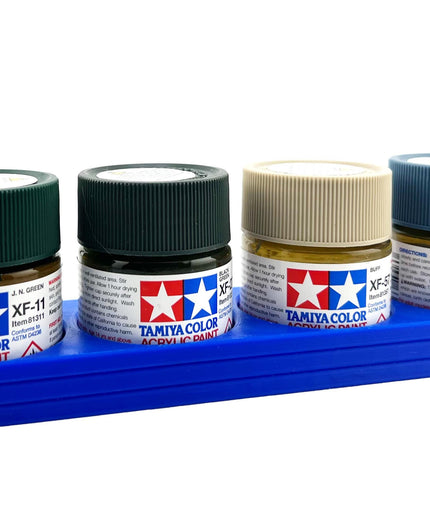 Tamiya 23ml Paint Bottle Holder - Holds 4 Tamiya 23ml Bottles with Anti-Slip Rubber Feet - Long Style - 3d Printed