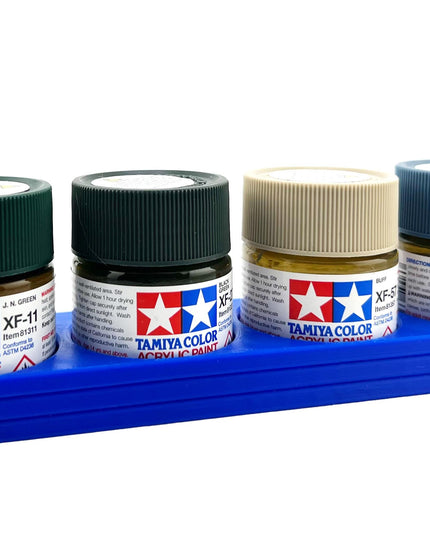 Tamiya 23ml Paint Bottle Holder - Holds 4 Tamiya 23ml Bottles with Anti-Slip Rubber Feet - Long Style - 3d Printed