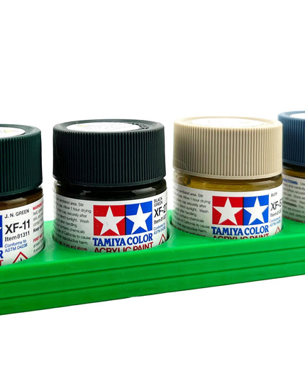 Tamiya 23ml Paint Bottle Holder - Holds 4 Tamiya 23ml Bottles with Anti-Slip Rubber Feet - Long Style - 3d Printed