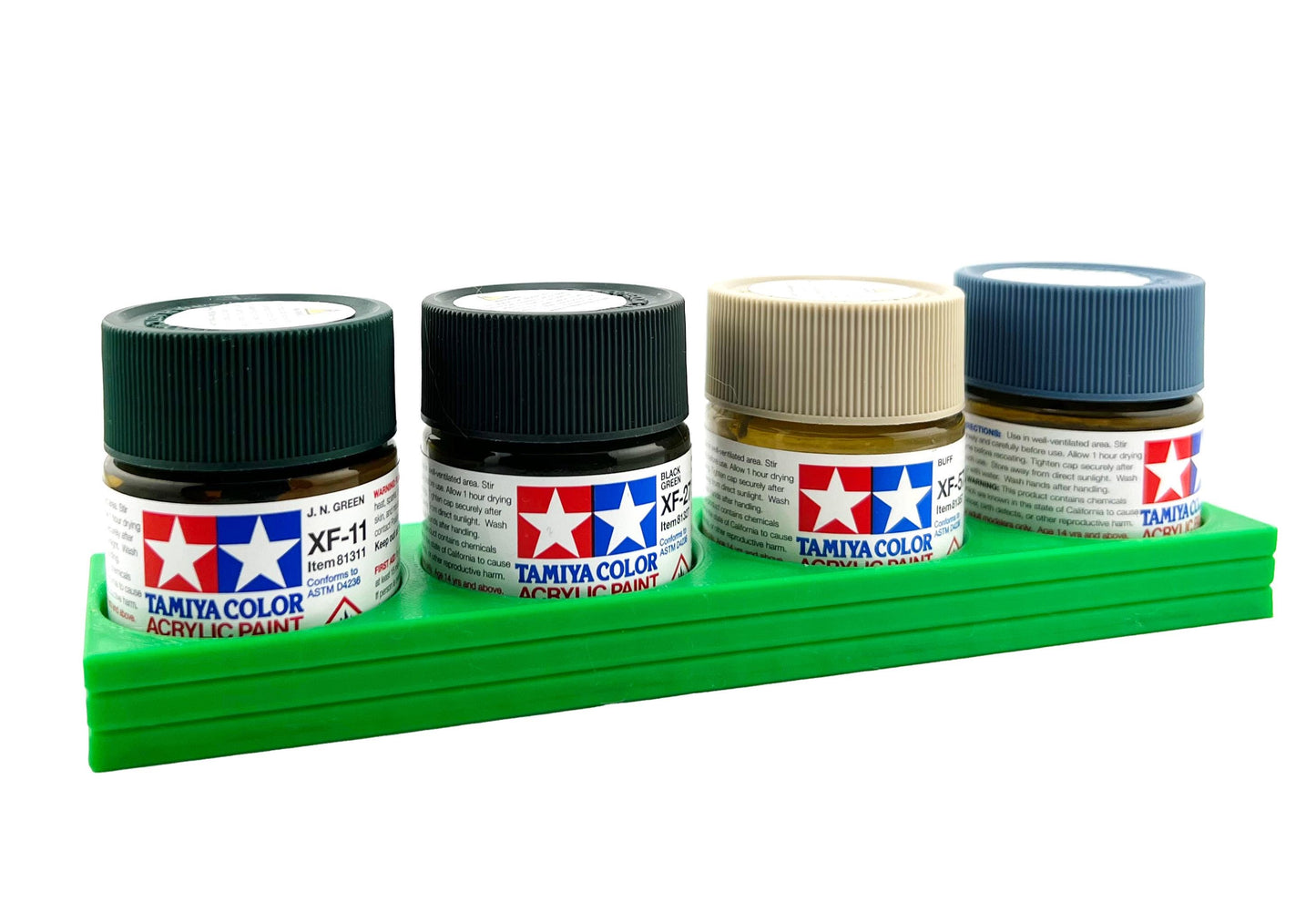 Tamiya 23ml Paint Bottle Holder - Holds 4 Tamiya 23ml Bottles with Anti-Slip Rubber Feet - Long Style - 3d Printed