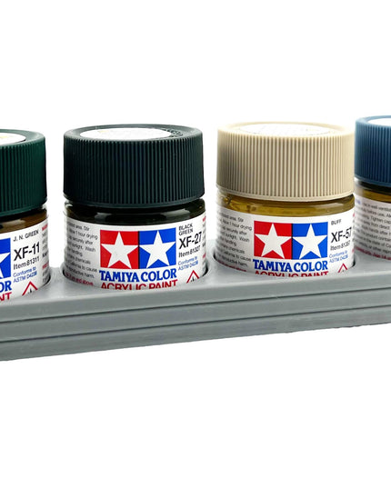 Tamiya 23ml Paint Bottle Holder - Holds 4 Tamiya 23ml Bottles with Anti-Slip Rubber Feet - Long Style - 3d Printed