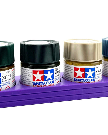 Tamiya 23ml Paint Bottle Holder - Holds 4 Tamiya 23ml Bottles with Anti-Slip Rubber Feet - Long Style - 3d Printed