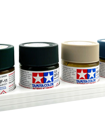 Tamiya 23ml Paint Bottle Holder - Holds 4 Tamiya 23ml Bottles with Anti-Slip Rubber Feet - Long Style - 3d Printed