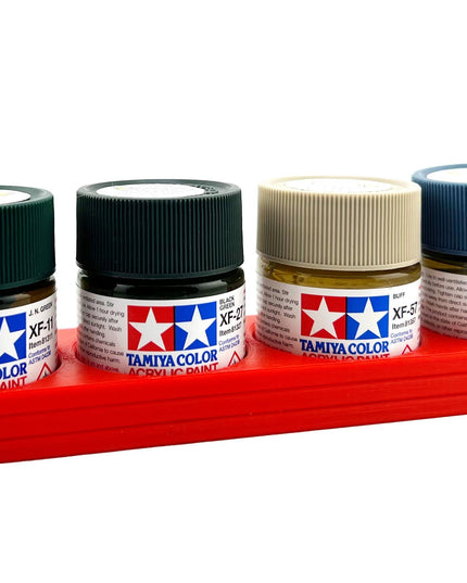 Tamiya 23ml Paint Bottle Holder - Holds 4 Tamiya 23ml Bottles with Anti-Slip Rubber Feet - Long Style - 3d Printed
