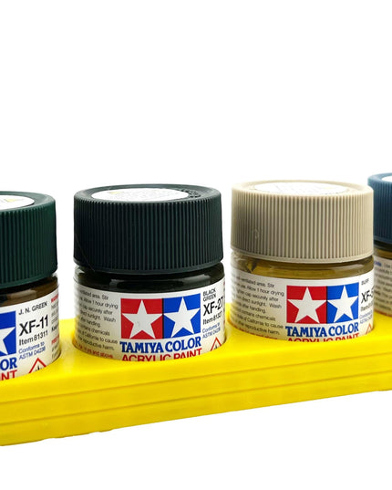 Tamiya 23ml Paint Bottle Holder - Holds 4 Tamiya 23ml Bottles with Anti-Slip Rubber Feet - Long Style - 3d Printed