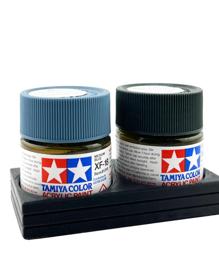 Tamiya 23ml Paint Bottle Holder - Holds 2 Tamiya 23ml Bottles with Anti-Slip Rubber Feet - 3d Printed
