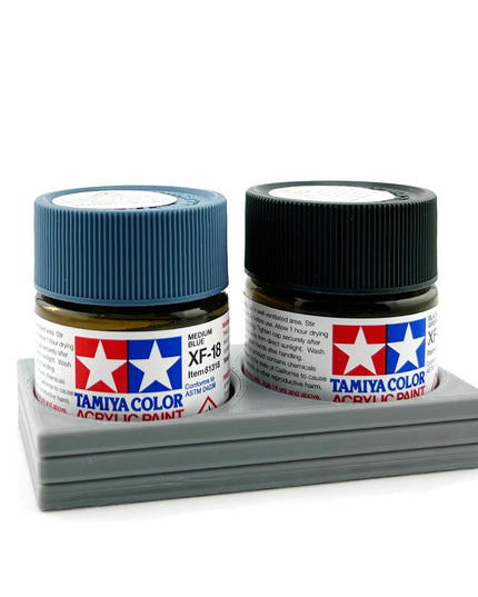 Tamiya 23ml Paint Bottle Holder - Holds 2 Tamiya 23ml Bottles with Anti-Slip Rubber Feet - 3d Printed