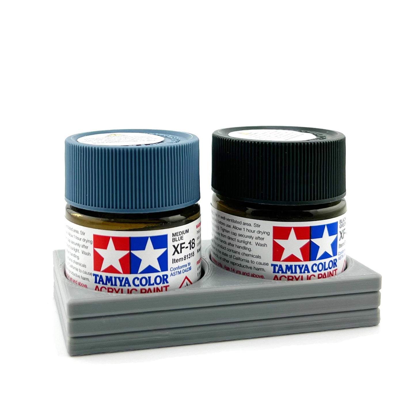 Tamiya 23ml Paint Bottle Holder - Holds 2 Tamiya 23ml Bottles with Anti-Slip Rubber Feet - 3d Printed