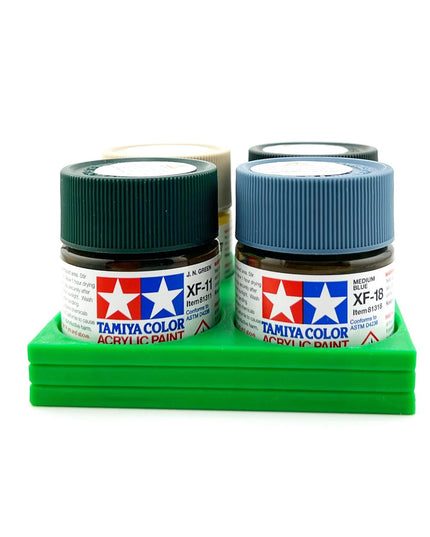 Tamiya 23ml Paint Bottle Holder - Holds 4 Tamiya 23ml Bottles with Anti-Slip Rubber Feet - Square Style - 3d Printed