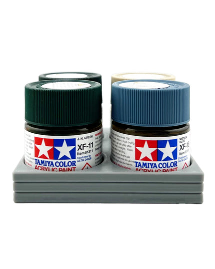 Tamiya 23ml Paint Bottle Holder - Holds 4 Tamiya 23ml Bottles with Anti-Slip Rubber Feet - Square Style - 3d Printed