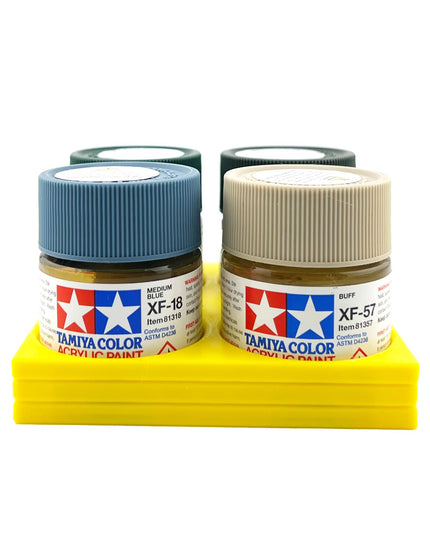 Tamiya 23ml Paint Bottle Holder - Holds 4 Tamiya 23ml Bottles with Anti-Slip Rubber Feet - Square Style - 3d Printed