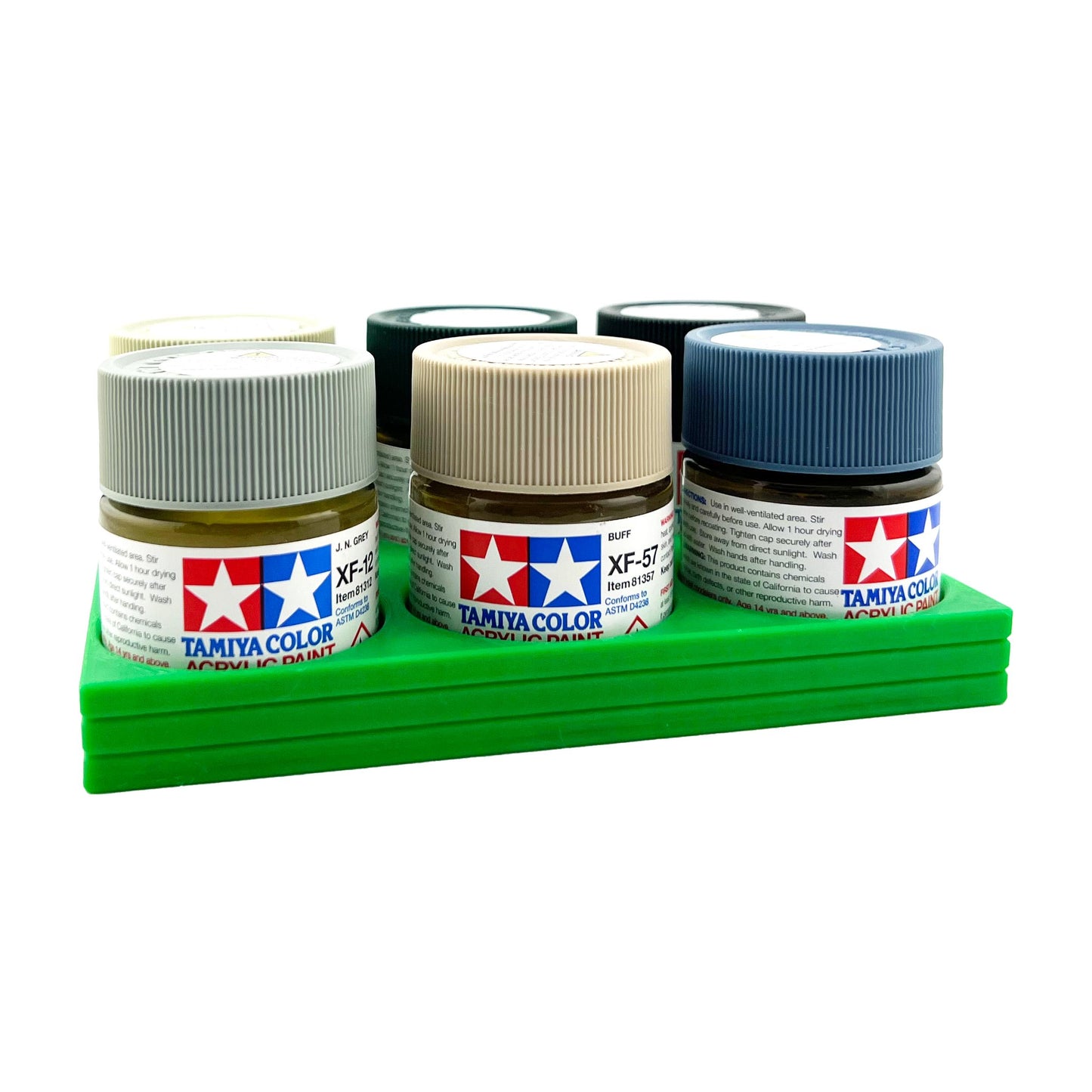 Tamiya 23ml Paint Bottle Holder - Holds 6 Tamiya 23ml Bottles with Anti-Slip Rubber Feet - 3d Printed