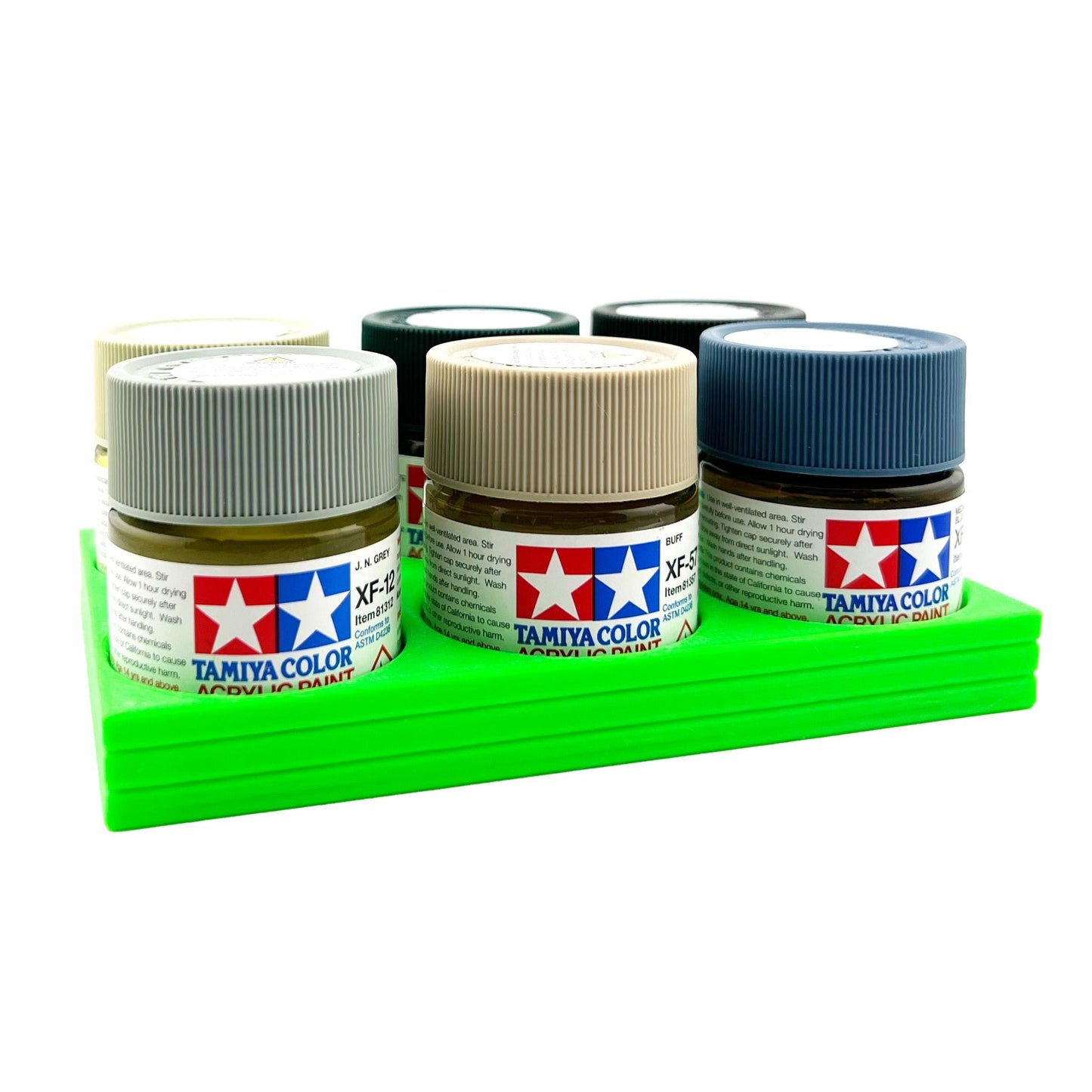 Tamiya 23ml Paint Bottle Holder - Holds 6 Tamiya 23ml Bottles with Anti-Slip Rubber Feet - 3d Printed