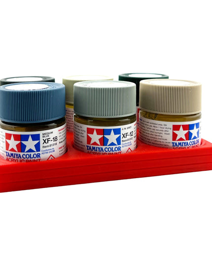 Tamiya 23ml Paint Bottle Holder - Holds 6 Tamiya 23ml Bottles with Anti-Slip Rubber Feet - 3d Printed