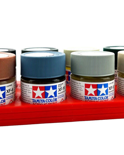 Tamiya 23ml Paint Bottle Holder - Holds 8 Tamiya 23ml Bottles with Anti-Slip Rubber Feet - 3d Printed