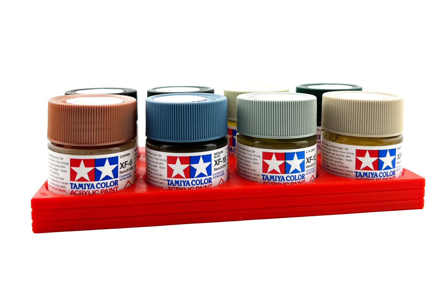 Tamiya 23ml Paint Bottle Holder - Holds 8 Tamiya 23ml Bottles with Anti-Slip Rubber Feet - 3d Printed