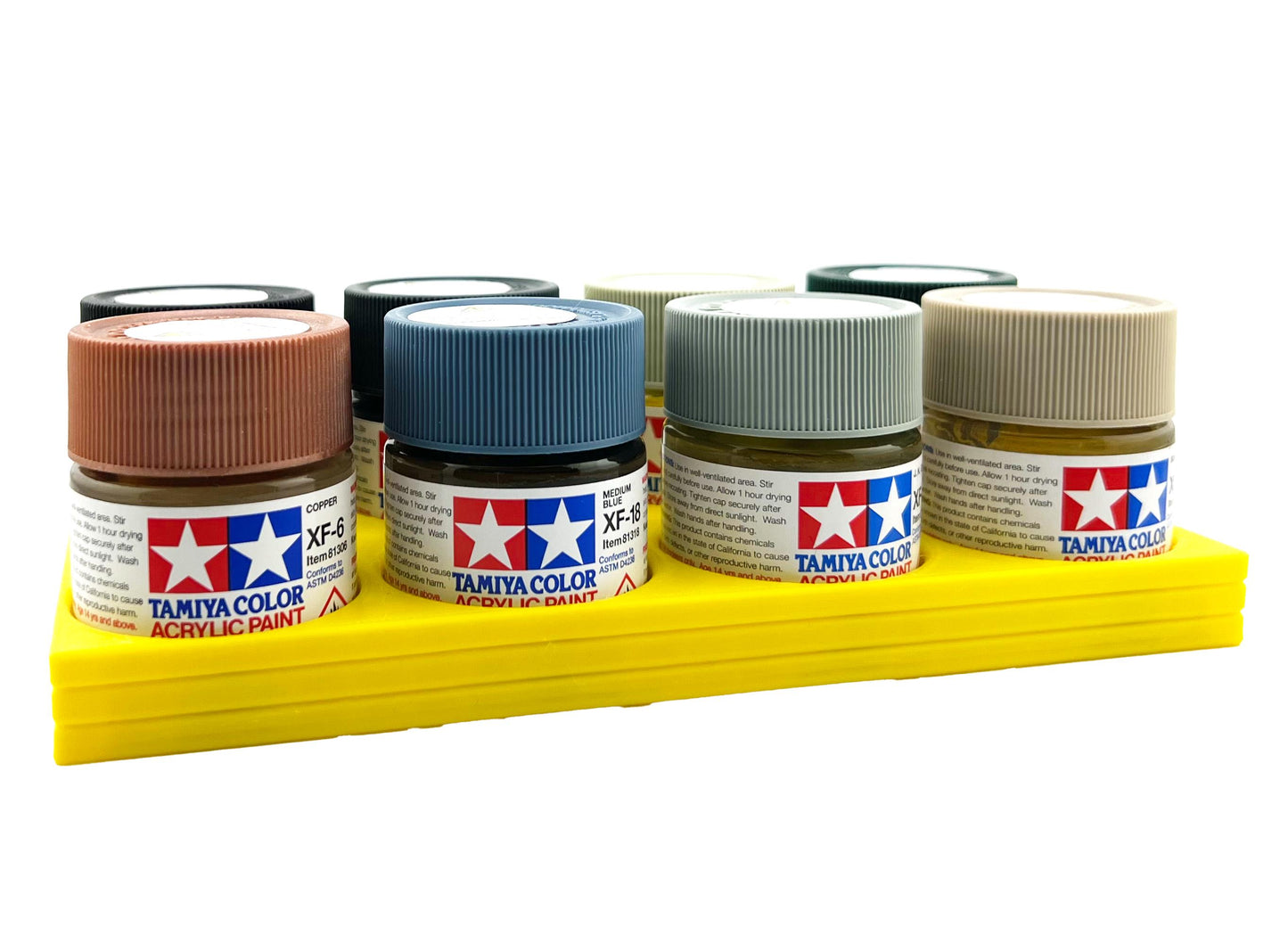 Tamiya 23ml Paint Bottle Holder - Holds 8 Tamiya 23ml Bottles with Anti-Slip Rubber Feet - 3d Printed