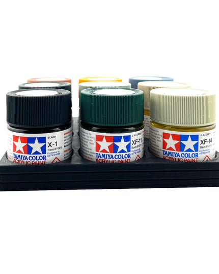 Tamiya 23ml Paint Bottle Holder - Holds 9 Tamiya 23ml Bottles with Anti-Slip Rubber Feet - 3D Printed