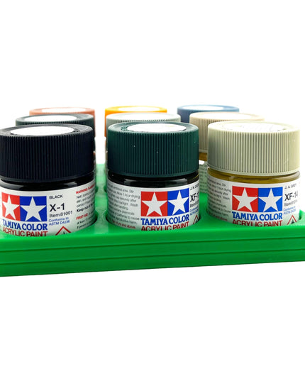 Tamiya 23ml Paint Bottle Holder - Holds 9 Tamiya 23ml Bottles with Anti-Slip Rubber Feet - 3D Printed