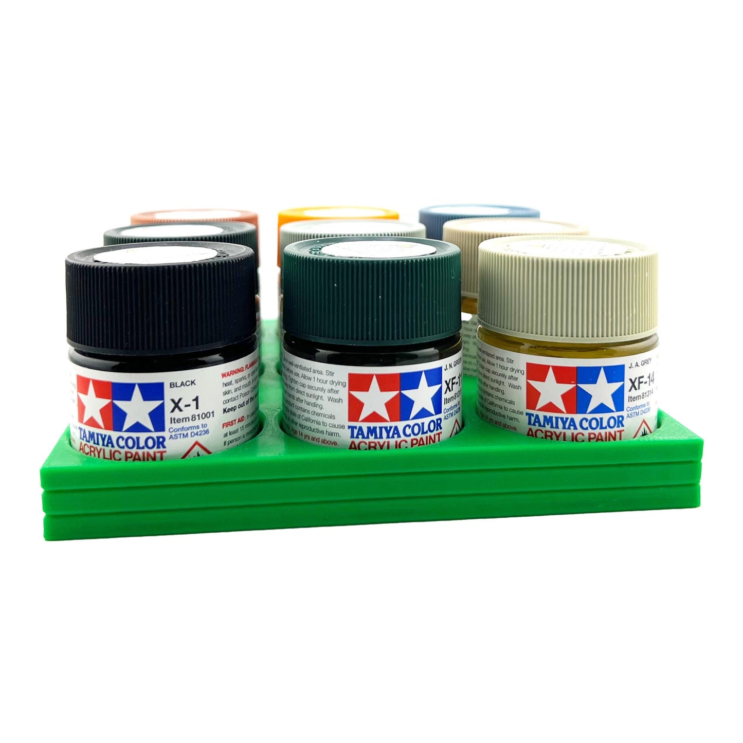 Tamiya 23ml Paint Bottle Holder - Holds 9 Tamiya 23ml Bottles with Anti-Slip Rubber Feet - 3D Printed