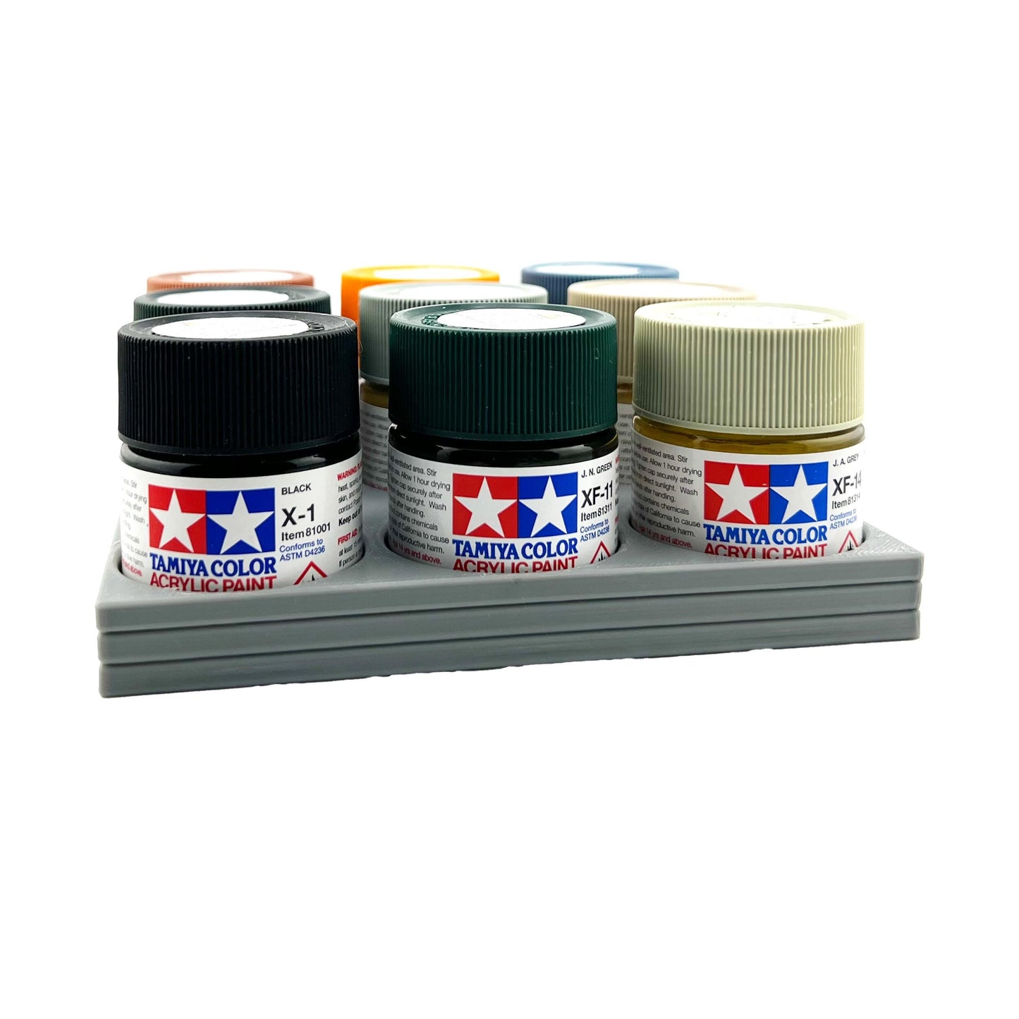 Tamiya 23ml Paint Bottle Holder - Holds 9 Tamiya 23ml Bottles with Anti-Slip Rubber Feet - 3D Printed