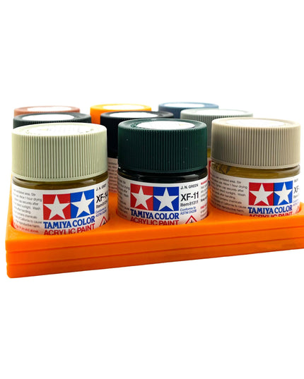 Tamiya 23ml Paint Bottle Holder - Holds 9 Tamiya 23ml Bottles with Anti-Slip Rubber Feet - 3D Printed