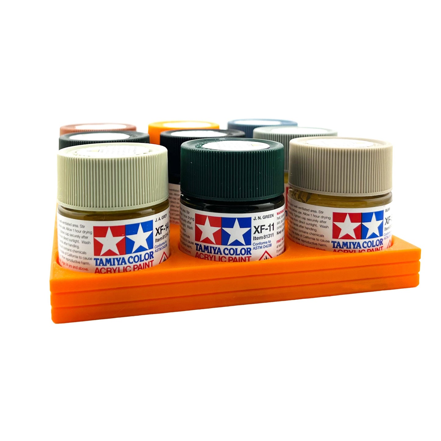 Tamiya 23ml Paint Bottle Holder - Holds 9 Tamiya 23ml Bottles with Anti-Slip Rubber Feet - 3D Printed