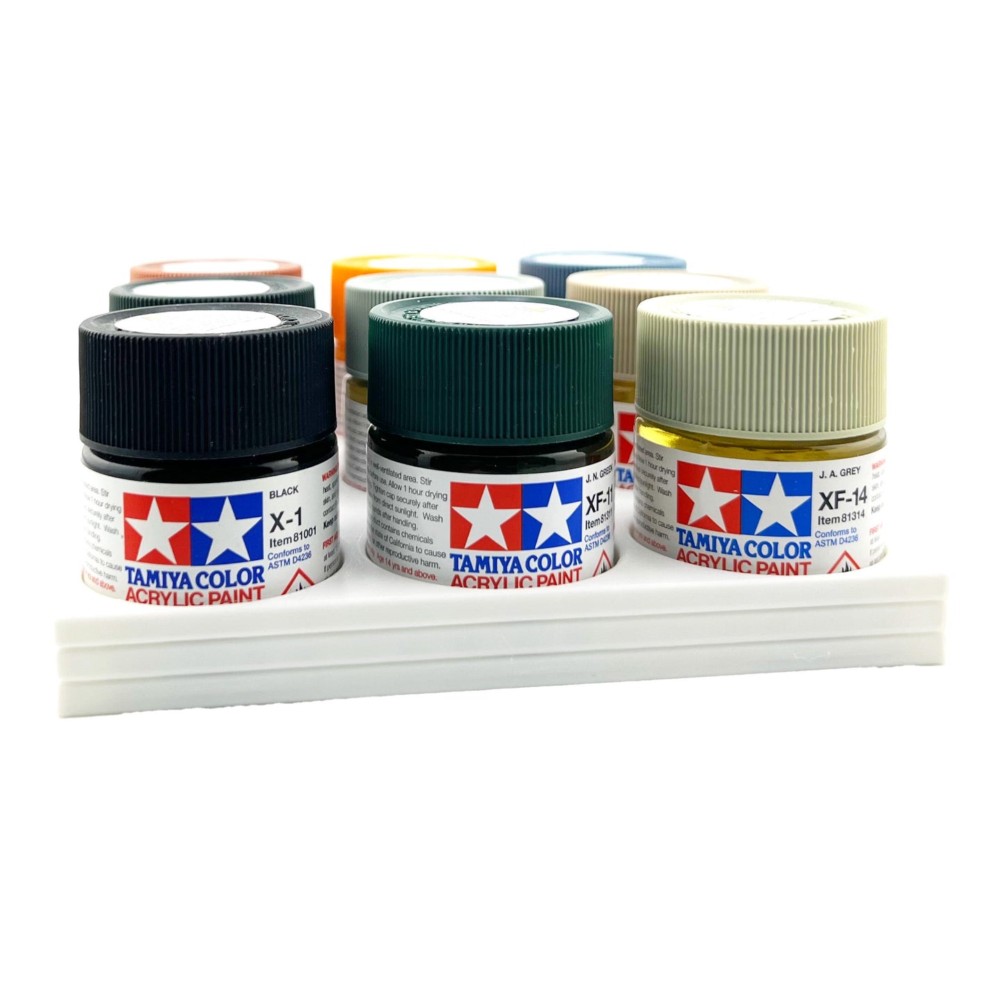 Tamiya 23ml Paint Bottle Holder - Holds 9 Tamiya 23ml Bottles with Anti-Slip Rubber Feet - 3D Printed