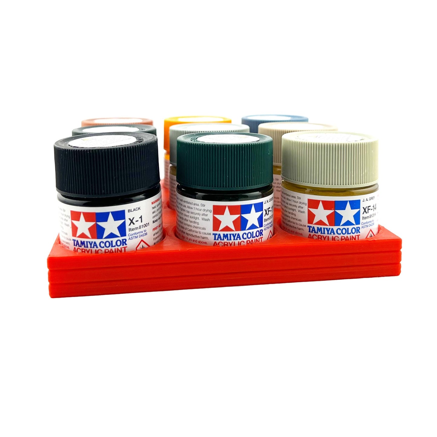 Tamiya 23ml Paint Bottle Holder - Holds 9 Tamiya 23ml Bottles with Anti-Slip Rubber Feet - 3D Printed