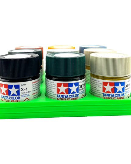 Tamiya 23ml Paint Bottle Holder - Holds 9 Tamiya 23ml Bottles with Anti-Slip Rubber Feet - 3D Printed