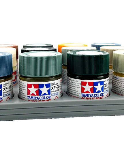 Tamiya 23ml Paint Bottle Holder - Holds 12 Tamiya 23ml Bottles with Anti-Slip Rubber Feet - 3D Printed
