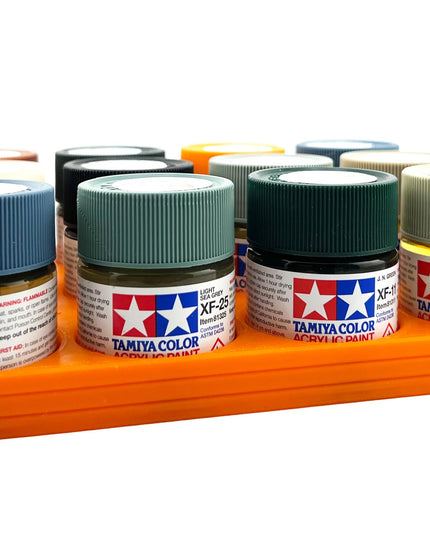 Tamiya 23ml Paint Bottle Holder - Holds 12 Tamiya 23ml Bottles with Anti-Slip Rubber Feet - 3D Printed