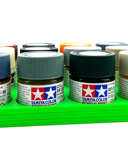 Tamiya 23ml Paint Bottle Holder - Holds 12 Tamiya 23ml Bottles with Anti-Slip Rubber Feet - 3D Printed