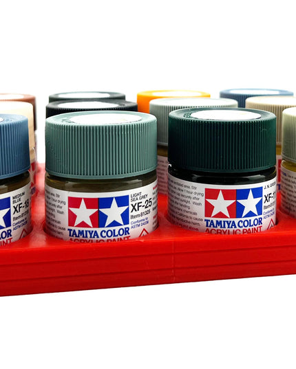 Tamiya 23ml Paint Bottle Holder - Holds 12 Tamiya 23ml Bottles with Anti-Slip Rubber Feet - 3D Printed