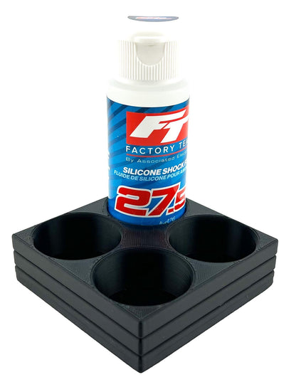 RC Shock Oil Bottle Holder - Holds 4 Bottles w/Anti-Slip Rubber Feet  Holds Most 2oz Shock Oil Bottles Team Associated, etc - 3D Printed
