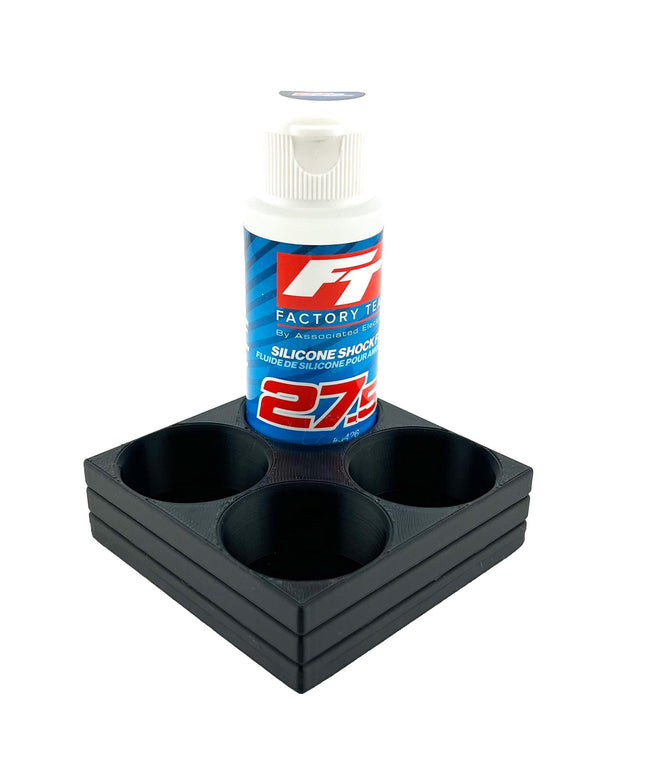 RC Shock Oil Bottle Holder - Holds 4 Bottles w/Anti-Slip Rubber Feet  Holds Most 2oz Shock Oil Bottles Team Associated, etc - 3D Printed