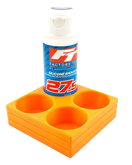 RC Shock Oil Bottle Holder - Holds 4 Bottles w/Anti-Slip Rubber Feet  Holds Most 2oz Shock Oil Bottles Team Associated, etc - 3D Printed