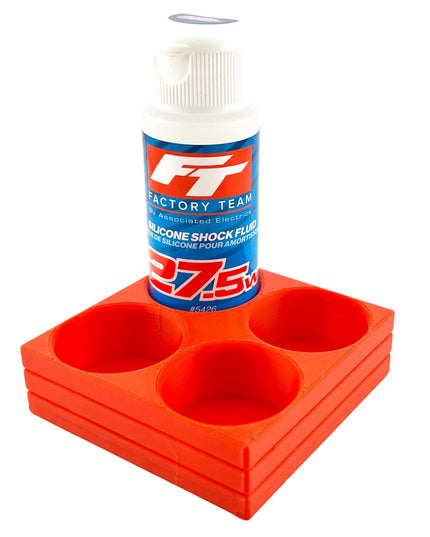 RC Shock Oil Bottle Holder - Holds 4 Bottles w/Anti-Slip Rubber Feet  Holds Most 2oz Shock Oil Bottles Team Associated, etc - 3D Printed