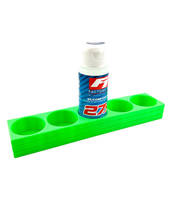 RC Shock Oil Bottle Holder - Holds 5 Bottles w/Anti-Slip Rubber Feet  Holds Most 2oz Shock Oil Bottles Team Associated, etc - 3D Printed