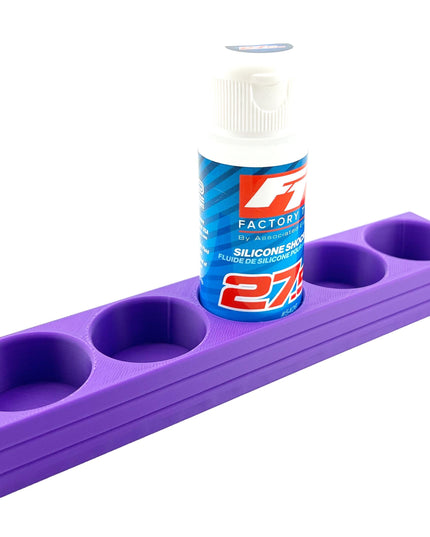 RC Shock Oil Bottle Holder - Holds 5 Bottles w/Anti-Slip Rubber Feet  Holds Most 2oz Shock Oil Bottles Team Associated, etc - 3D Printed
